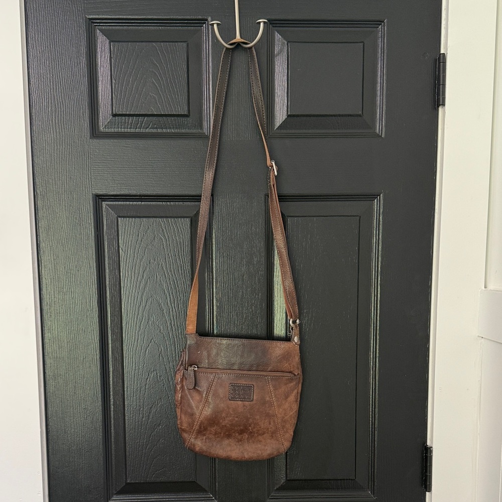 Y2K Fossil Brown Leather Crossbody Bag